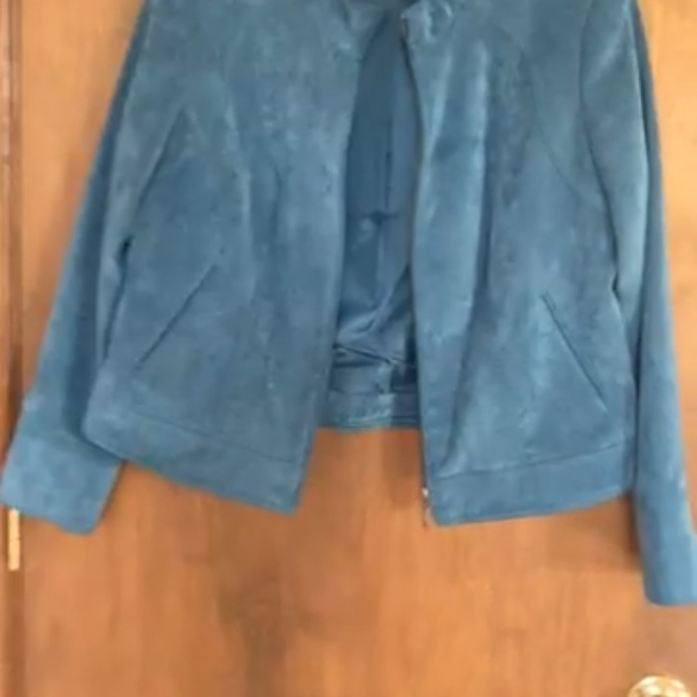 Vintage 90s collarless jacket lined hidden shoulder pads office business casual - Picture 4 of 17